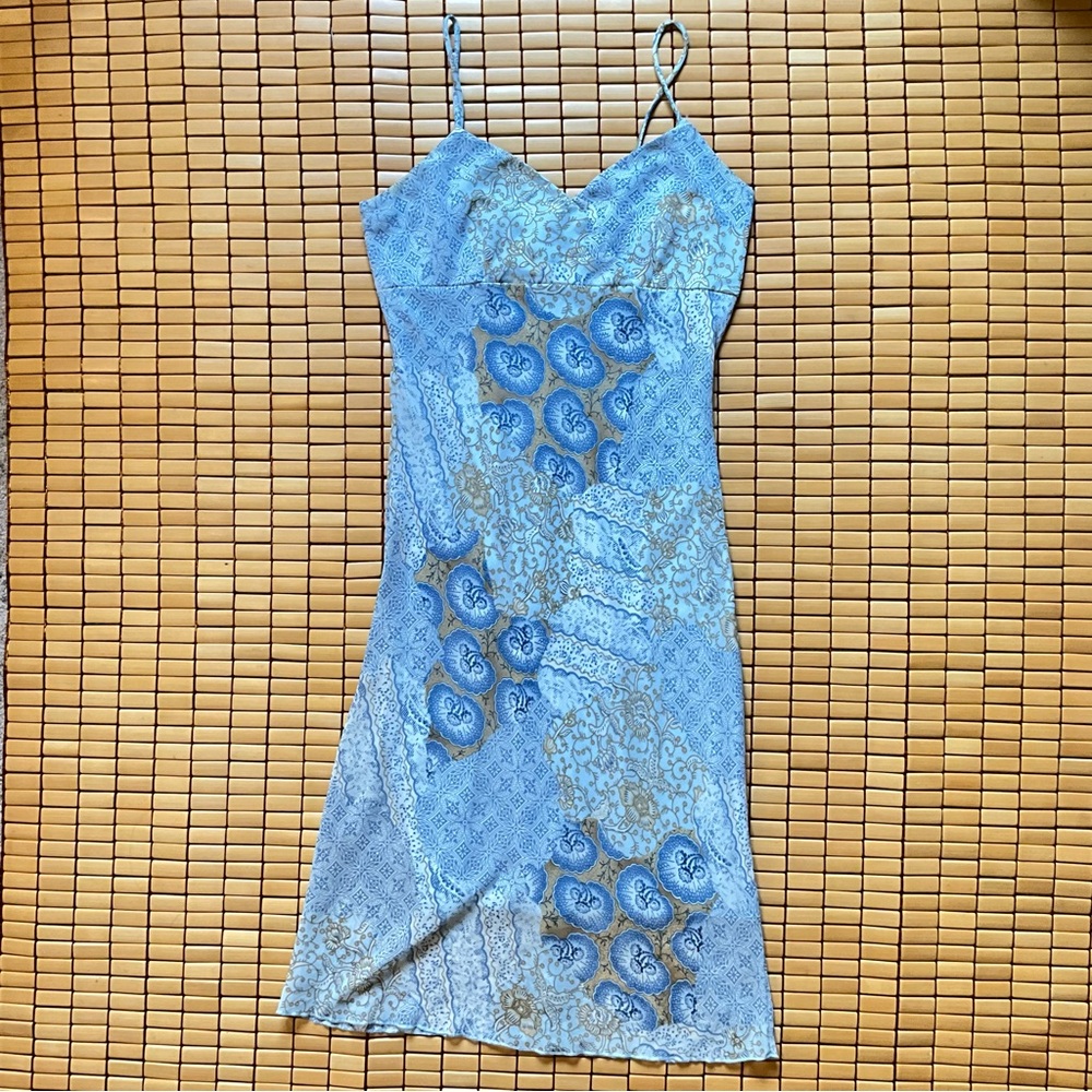 vintage blue floral midi dress🧵